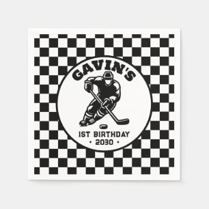Personalised Retro Ice Hockey Birthday Party Napkin