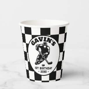 Personalised Retro Ice Hockey Birthday Party Paper Cups