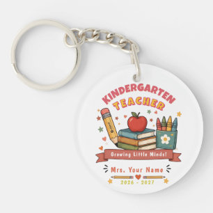 Personalised Retro Kindergarten Teacher Gift Key Ring
