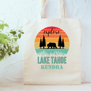Personalised Retro Lake Tahoe California Bear  Tote Bag