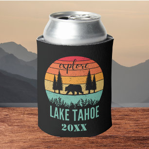 Personalised Retro Lake Tahoe California Souvenir Can Cooler