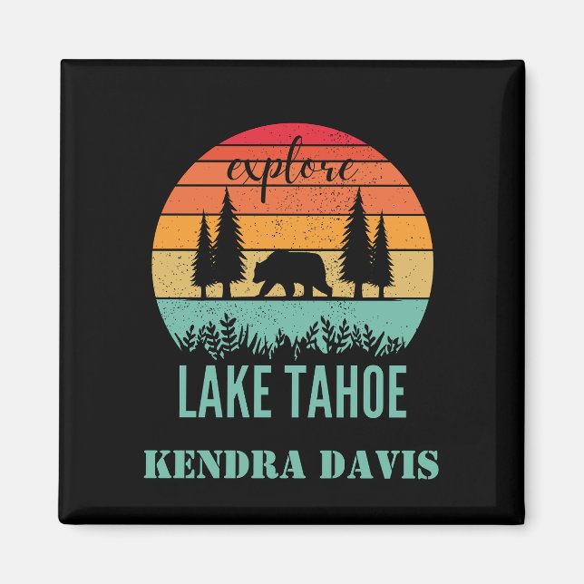 Personalised Retro Lake Tahoe California Souvenir Magnet (Front)