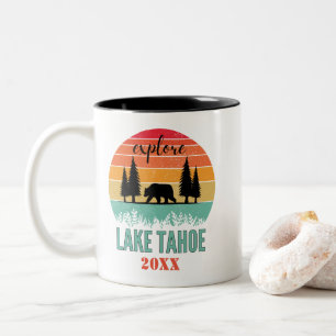 Personalised Retro Lake Tahoe California Souvenir Two-Tone Coffee Mug
