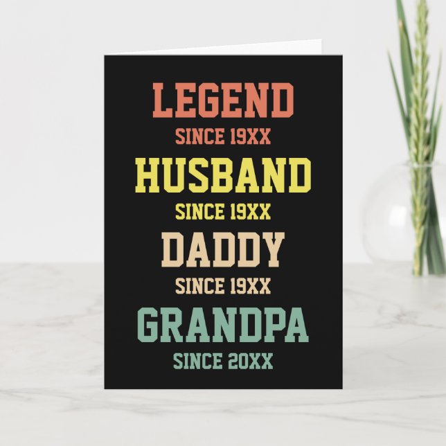 Personalised Retro Legend Husband Daddy Grandpa  Card (Front)