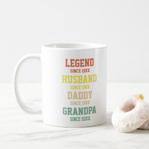 Personalised Retro Legend Husband Daddy Grandpa  Coffee Mug