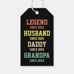 Personalised Retro Legend Husband Daddy Grandpa Gift Tags