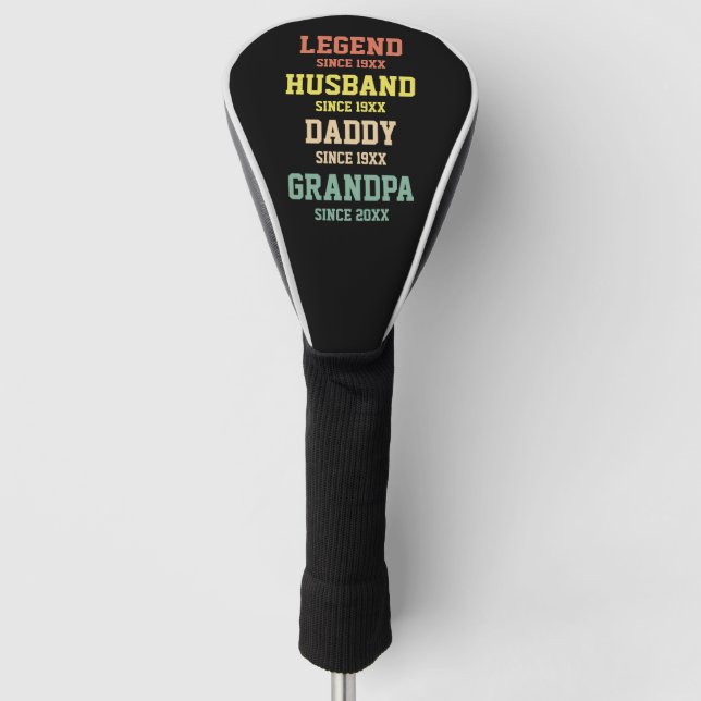 Personalised Retro Legend Husband Daddy Grandpa Golf Head Cover (Front)