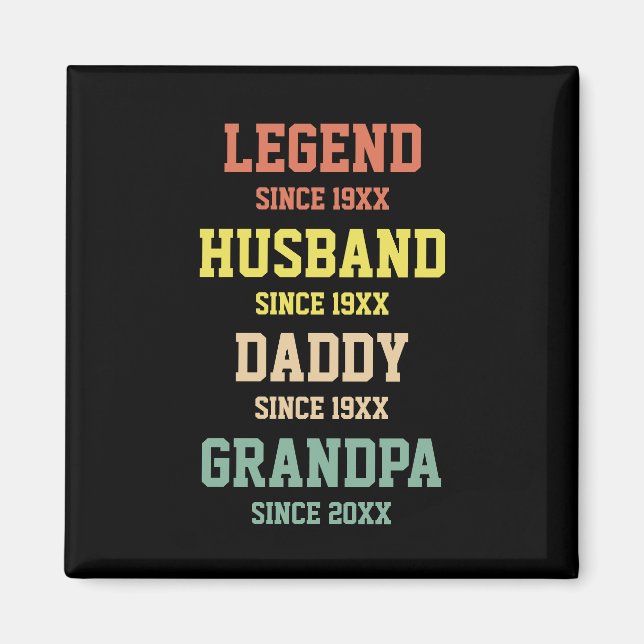 Personalised Retro Legend Husband Daddy Grandpa  Magnet (Front)