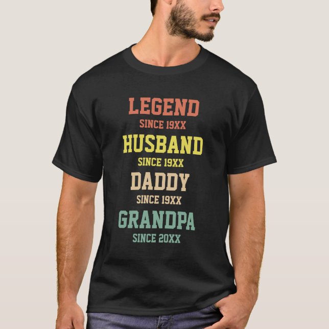 Personalised Retro Legend Husband Daddy Grandpa  T-Shirt (Front)