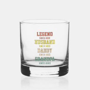 Personalised Retro Legend Husband Daddy Grandpa  Whiskey Glass
