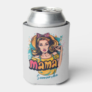 Personalised Retro  Mama Pop Art (10) Can Cooler