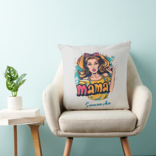 Personalised Retro Mama Pop Art (10) Cushion