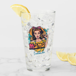 Personalised Retro Mama Pop Art (10) Glass