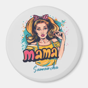 Personalised Retro Mama Pop Art (10) Magnet