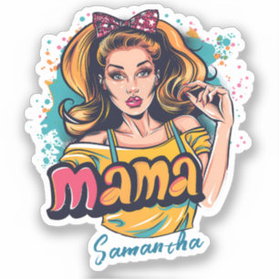 Personalised Retro  Mama Pop Art (10) Sticker