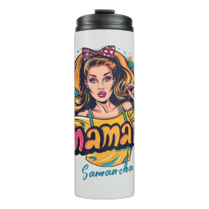 Personalised Retro  Mama Pop Art (10) Thermal Tumbler