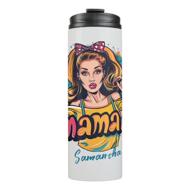 Personalised Retro  Mama Pop Art (10) Thermal Tumbler (Front)