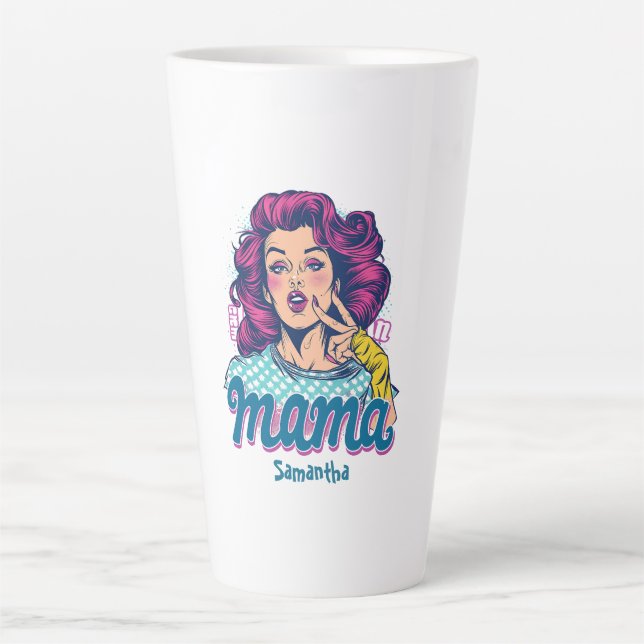 Personalised Retro  Mama Pop Art (11) Latte Mug (Front)