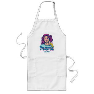 Personalised Retro  Mama Pop Art (11) Long Apron
