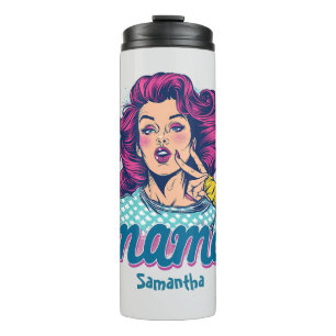 Personalised Retro Mama Pop Art (11) Thermal Tumbler