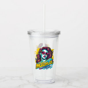 Personalised Retro  Mama Pop Art (12) Acrylic Tumbler