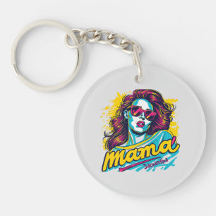 Personalised Retro  Mama Pop Art (12) Key Ring