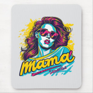 Personalised Retro  Mama Pop Art (12) Mouse Mat