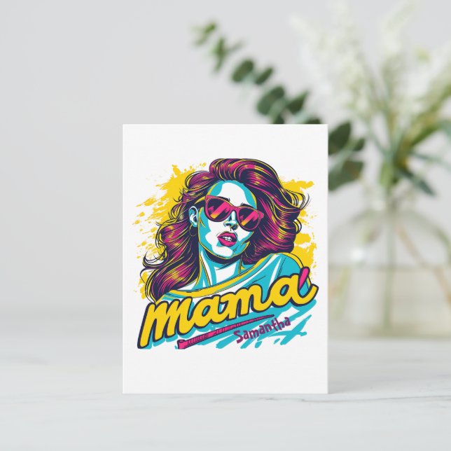 Personalised Retro  Mama Pop Art (12) Postcard (Standing Front)