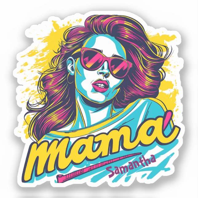 Personalised Retro  Mama Pop Art (12) Sticker (Front)