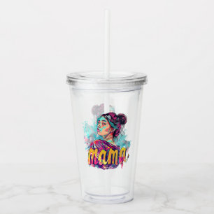 Personalised Retro  Mama Pop Art (13) Acrylic Tumbler