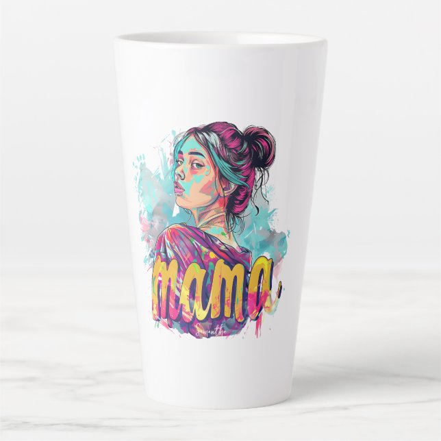 Personalised Retro  Mama Pop Art (13) Latte Mug (Front)