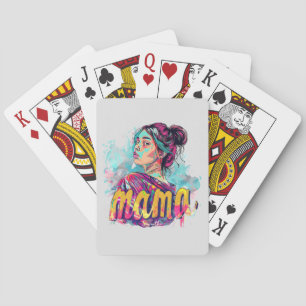 Personalised Retro  Mama Pop Art (13) Playing Cards