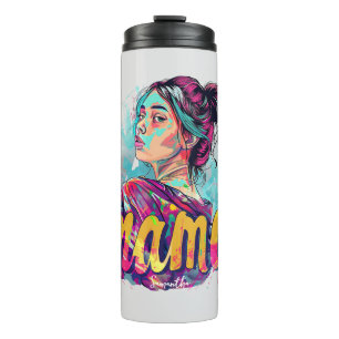 Personalised Retro Mama Pop Art (13) Thermal Tumbler