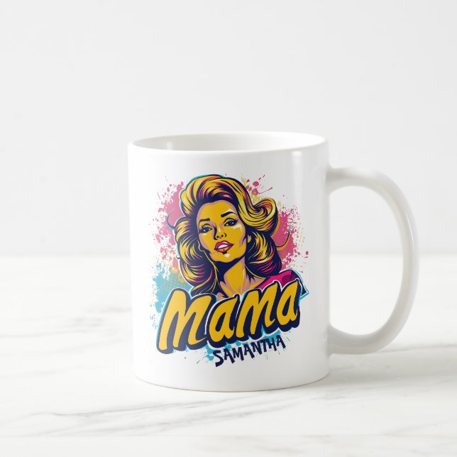 Personalised Retro  Mama Pop Art (14) Coffee Mug (Right)