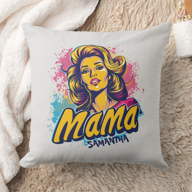 Personalised Retro  Mama Pop Art (14) Cushion (Blanket)