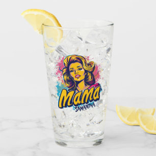 Personalised Retro  Mama Pop Art (14) Glass