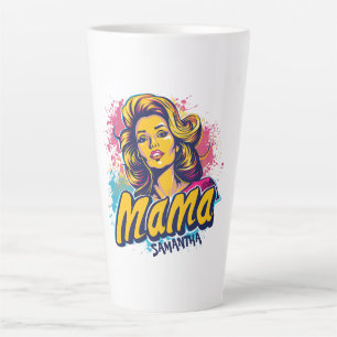 Personalised Retro Mama Pop Art (14) Latte Mug