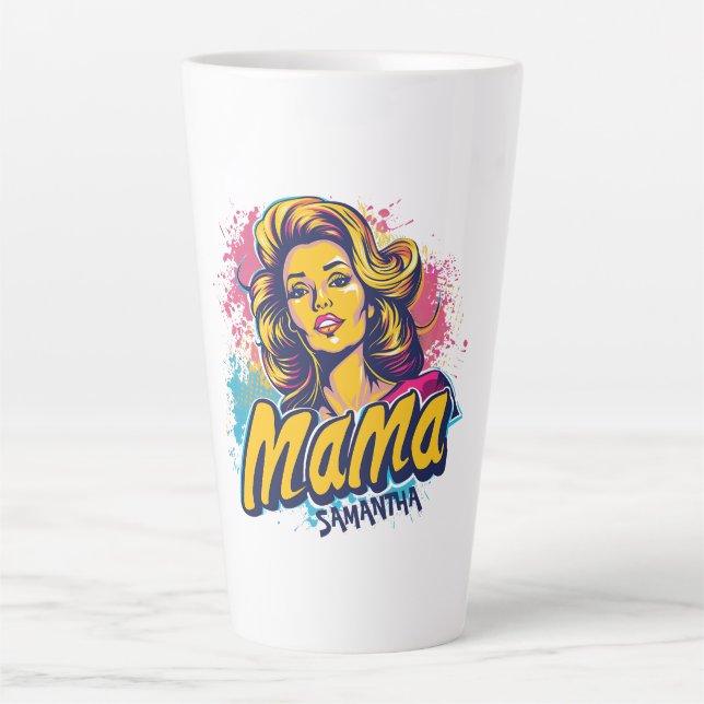 Personalised Retro  Mama Pop Art (14) Latte Mug (Front)