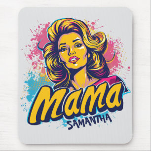 Personalised Retro  Mama Pop Art (14) Mouse Mat