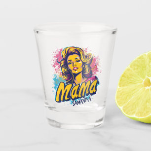 Personalised Retro Mama Pop Art (14) Shot Glass