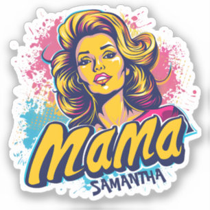 Personalised Retro Mama Pop Art (14) Sticker