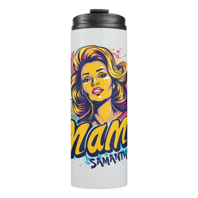 Personalised Retro  Mama Pop Art (14) Thermal Tumbler (Front)