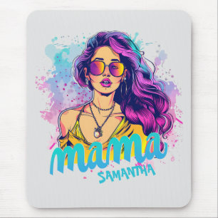 Personalised Retro  Mama Pop Art (15) Mouse Mat