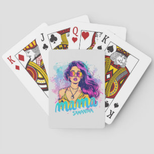Personalised Retro  Mama Pop Art (15) Playing Cards