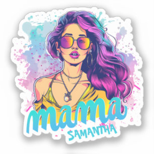 Personalised Retro  Mama Pop Art (15) Sticker