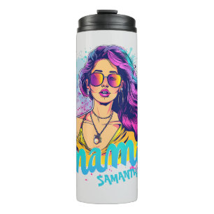 Personalised Retro Mama Pop Art (15) Thermal Tumbler