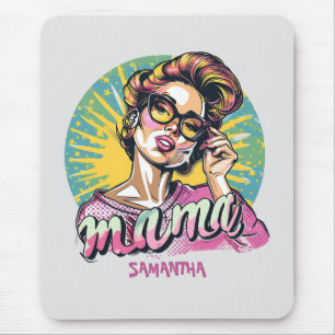 Personalised Retro Mama Pop Art (16) Mouse Mat