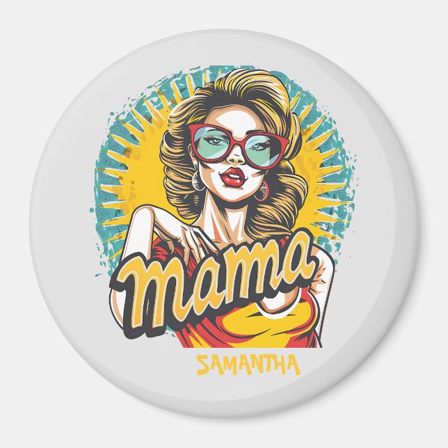 Personalised Retro  Mama Pop Art (17) Magnet (Front)