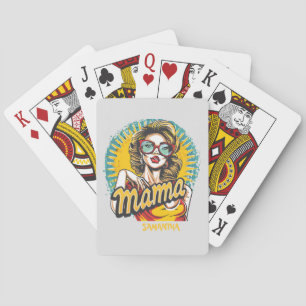 Personalised Retro Mama Pop Art (17) Playing Cards