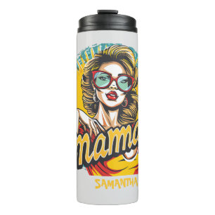 Personalised Retro Mama Pop Art (17) Thermal Tumbler